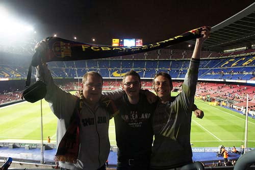 Niels Dankers en vrienden in het Camp Nou