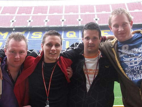 Richard Schuiling en vrienden in Camp Nou